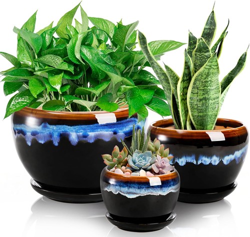 Pack ceramic flower pots - ceramic,
