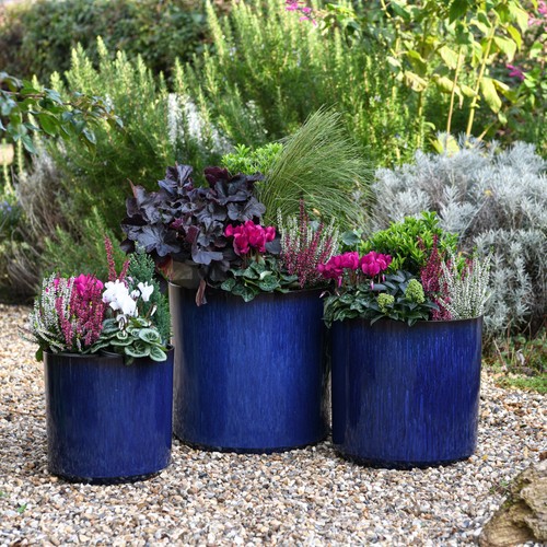 Ocean blue glazed cylinder - blue,