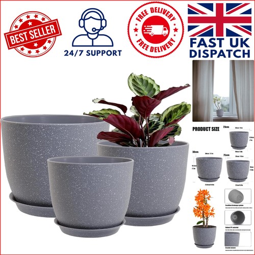 Durable grey speckled planters - speckled,