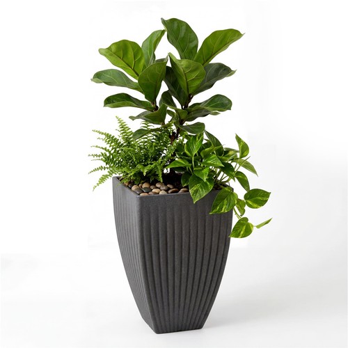 Large plant pot tall grey - pot,