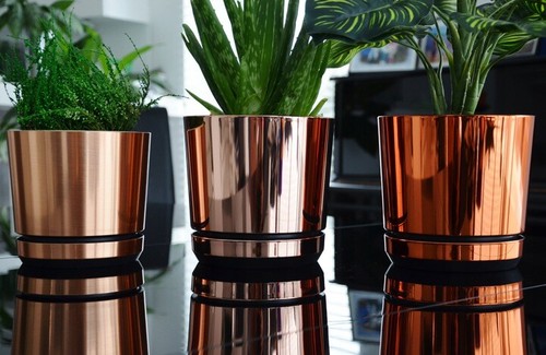 Modern plastic plant pot - plastic,